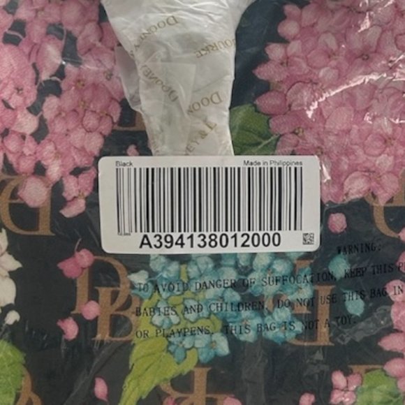 Dooney & Bourke Hydrangea Monogram Collection Drawstring Bag Black - Picture 14 of 16